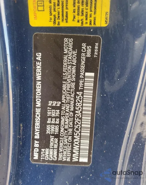 2015 Mini Cooper from USA, damaged, VIN WMWXM5C52F3A58254